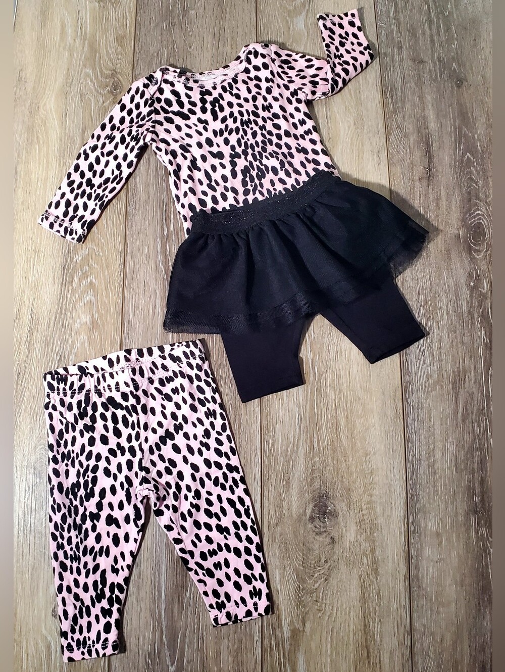 Pink & Black Leopard Print Tutu Legging Set - Size  3M